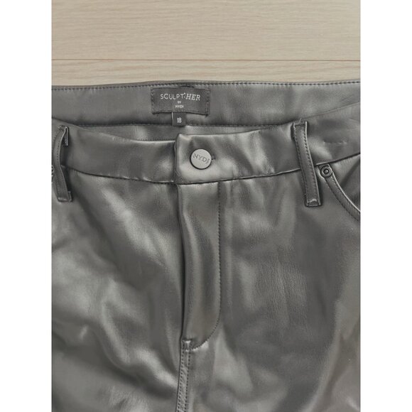 NYDJ Marilyn Faux Leather Straight Leg Pants in Black ( 18 ) - Picture 5 of 6